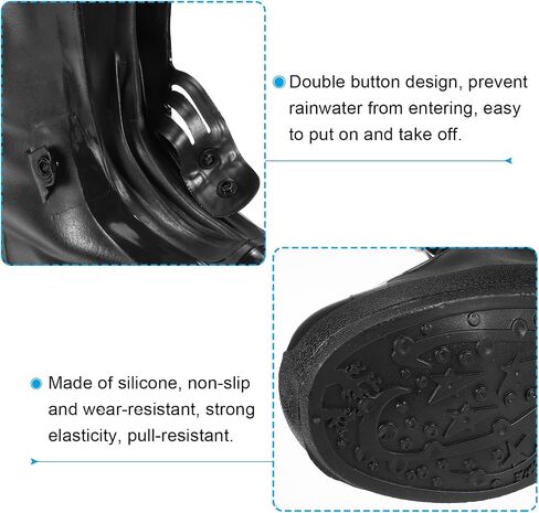 PATIKIL M Silicone Rain Shoes Cover, 1 Pair Waterproof Non-Slip Reusable Overshoes Rain Galoshes Snow Boot Protector for Women Rainy Outdoor, Black in Saudi Arabia
