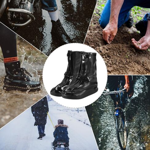PATIKIL M Silicone Rain Shoes Cover, 1 Pair Waterproof Non-Slip Reusable Overshoes Rain Galoshes Snow Boot Protector for Women Rainy Outdoor, Black in Saudi Arabia