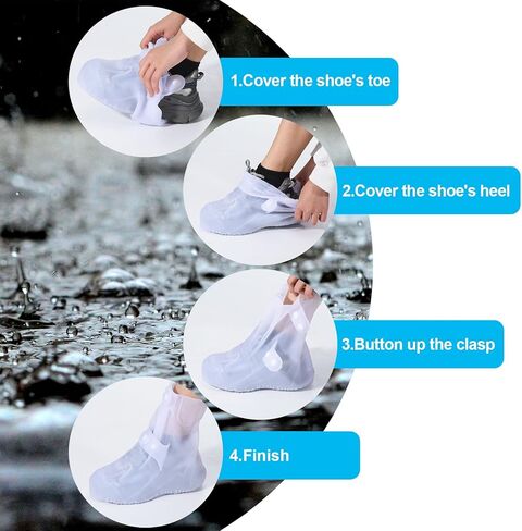 PATIKIL M Silicone Rain Shoes Cover, 1 Pair Waterproof Non-Slip Reusable Overshoes Rain Galoshes Snow Boot Protector for Women Rainy Outdoor, Black in Saudi Arabia