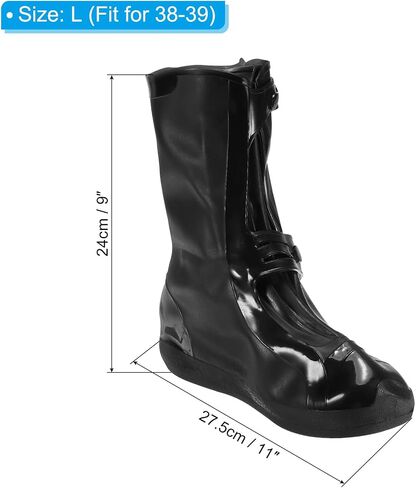 PATIKIL M Silicone Rain Shoes Cover, 1 Pair Waterproof Non-Slip Reusable Overshoes Rain Galoshes Snow Boot Protector for Women Rainy Outdoor, Black in Saudi Arabia