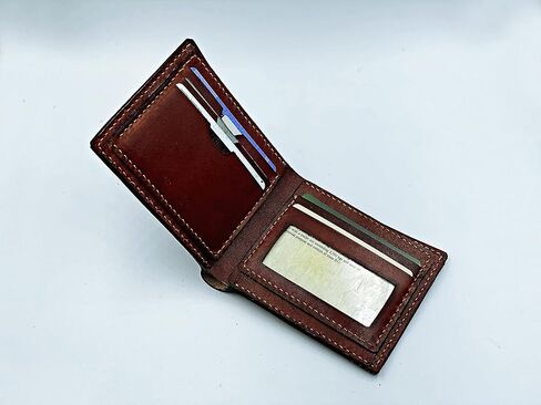 Mayan Corner - محفظة رجالية مصنوعة يدويًا من الجلد الطبيعي، محفظة ثنائية الطي، نمط رموز الشيطان الخماسي القديم - 3CH in Kuwait