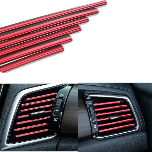 WedFeir 20pcs Car Interior Moulding Trim, Car Air Conditioner Vent Outlet Trim PVC Car Interior Trim Vent Outlet Trim Decoration Strip for All Straight Air Vent Outlet. (Red) in Saudi Arabia