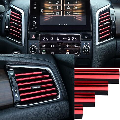 WedFeir 20pcs Car Interior Moulding Trim, Car Air Conditioner Vent Outlet Trim PVC Car Interior Trim Vent Outlet Trim Decoration Strip for All Straight Air Vent Outlet. (Red) in Saudi Arabia