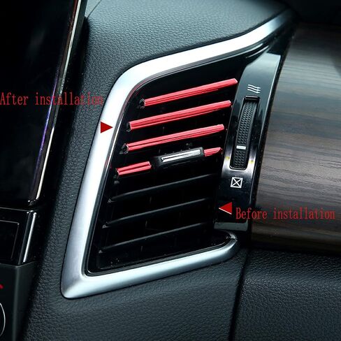 WedFeir 20pcs Car Interior Moulding Trim, Car Air Conditioner Vent Outlet Trim PVC Car Interior Trim Vent Outlet Trim Decoration Strip for All Straight Air Vent Outlet. (Red) in Saudi Arabia