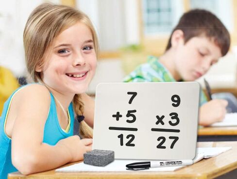 Charles Leonard Dry Erase Board Classroom Pack - Mini Lapboard School Supplies - Includes 12 Each One-Sided Lined Erasable White Boards, 2 Inch Felt Erasers and Black Dry Erase Markers (35025) in Saudi Arabia