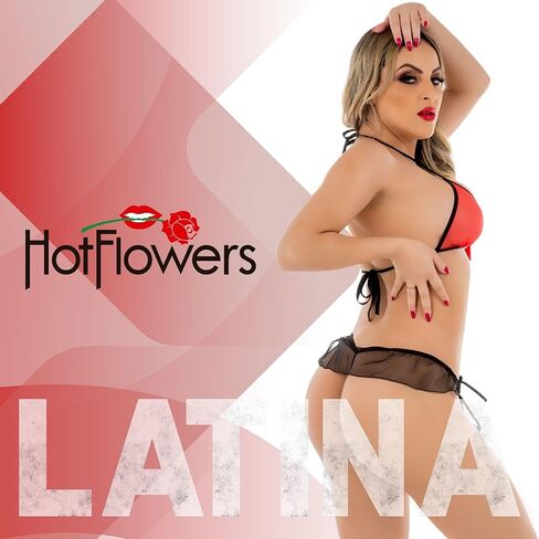 HOT FLOWERS Latina Woman Costume Lingerie Set Cosplay with G-String, Top – Roleplay Outfit in Kuwait