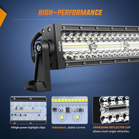 Nilight LED Light Bar 9.5 Inch Triple Row Spot Flood Combo 64LEDs Lights Fog Light Driving Light Work Light Backup Light Bumper Lights for Off-Road Truck SUV ATV UTV in Kuwait