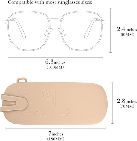 Linkidea Extra Large Sunglasses Pouch Case, Silicone Sun Glasses Organizer Soft Bag Compatible with Gucci GG0595S GG0875S GG0351S GG1087S Versace VE4395 (XXL, Khaki) in Saudi Arabia