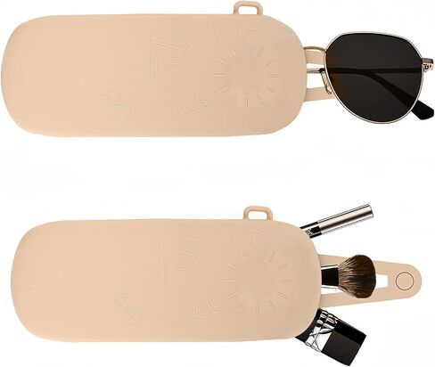 Linkidea Extra Large Sunglasses Pouch Case, Silicone Sun Glasses Organizer Soft Bag Compatible with Gucci GG0595S GG0875S GG0351S GG1087S Versace VE4395 (XXL, Khaki) in Saudi Arabia