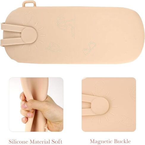Linkidea Extra Large Sunglasses Pouch Case, Silicone Sun Glasses Organizer Soft Bag Compatible with Gucci GG0595S GG0875S GG0351S GG1087S Versace VE4395 (XXL, Khaki) in Saudi Arabia