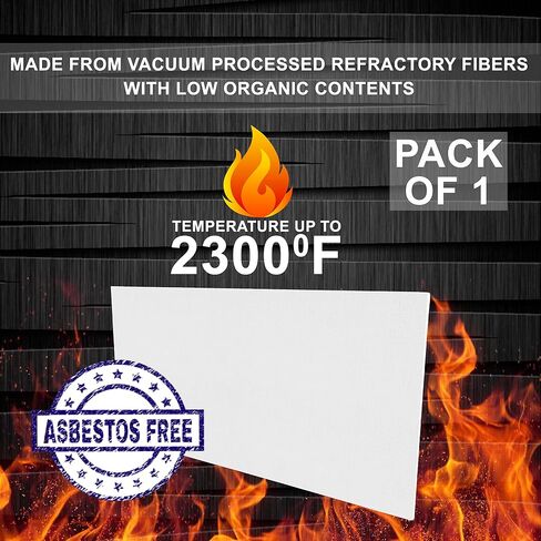 Ceramic Fiber Board Insulation - 2300F Rated - 1" Thick x 15.4" x 19.7" - Pack of 1 - Ceramic Fiber Thermal Insulation Board for Stove, Fireplace, Pizza Oven, Forge, Furnace, Kiln, Boiler in Saudi Arabia