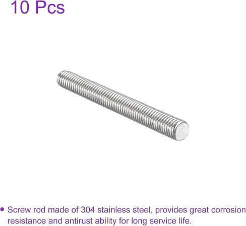 DMiotech 10 عبوات M8 x 80 مم قضيب ملولب بالكامل 304 من الفولاذ المقاوم للصدأ خيوط اليد اليمنى قضيب شريط ترصيع المشابك ومسامير U in Saudi Arabia