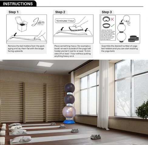 Jibb® - Set of 3 Exercise Ball Holders for Extra Storage in Your Studio or Home Gym | Yoga, Fitness and Stability Ball Rack | Physio Ball Stand for Yoga Balls | Yoga Ball Stackers. in Saudi Arabia