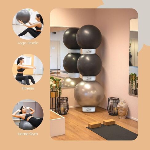 Jibb® - Set of 3 Exercise Ball Holders for Extra Storage in Your Studio or Home Gym | Yoga, Fitness and Stability Ball Rack | Physio Ball Stand for Yoga Balls | Yoga Ball Stackers. in Saudi Arabia