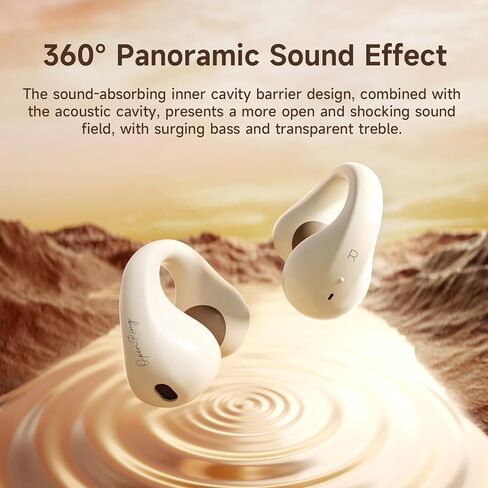 Open Ear Clip Headphones, Wireless Earbuds Bluetooth 5.3 Sport Clip-on Earphones Built-in Microphone,Waterproof, 30H Playtime Wireless Bluetooth Ear Buds Compatible with Android iOS/Samsung-Brown in Saudi Arabia