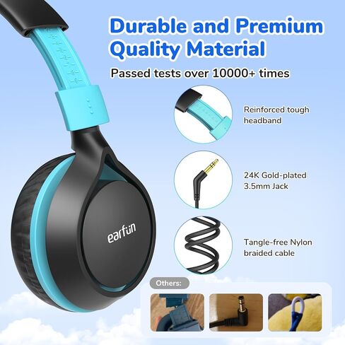 EarFun S1 Kids Headphones, Foldable Wired Headphones for Kids, Lightweight in Kuwait