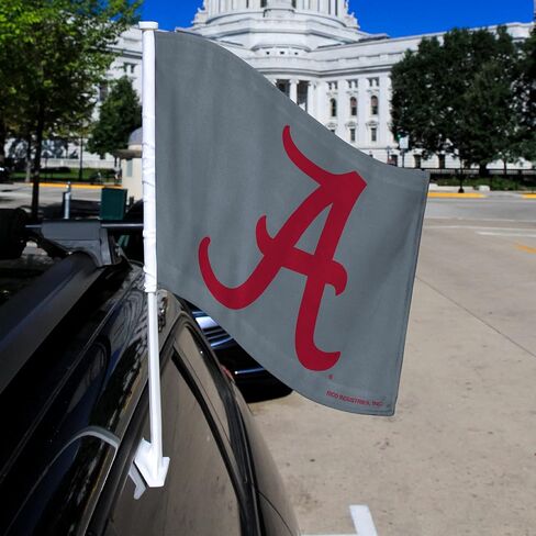 Rico Industries NCAA Alabama Crimson Tide Exclusive Double Sided Double Sided Car Flag - 16" x 19" - Strong Pole That Hooks onto Car/Truck/Automobile in Saudi Arabia
