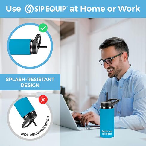 Sip Equip Wide Mouth Straw Lids (2 Pack), Compatible with Hydro Flask, Simple Modern, Hydro Cell, Thermoflask, Takeya, Vmini and Iron Flask, 2 Lids, 2 Straws and 1 Straw Brush in Saudi Arabia