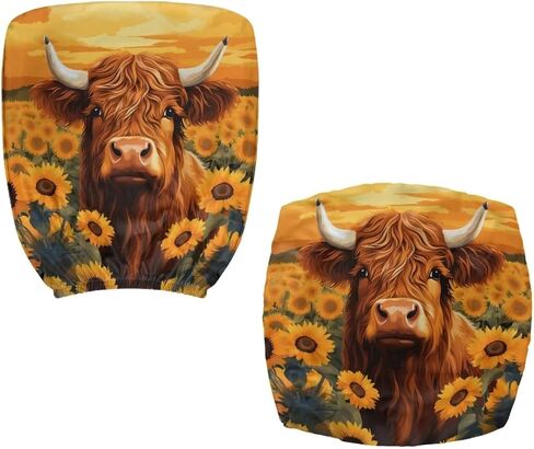أغطية كراسي مكتب Tongluoye Highland Cow ملحقات مكتب قابلة للتمدد، كرسي دوار مقسم عالمي، غطاء حماية لكرسي مكتب الكمبيوتر، غطاء مقعد من قطعتين، هدايا مكتبية للنساء والرجال in Kuwait