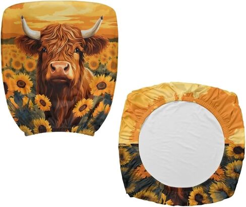 أغطية كراسي مكتب Tongluoye Highland Cow ملحقات مكتب قابلة للتمدد، كرسي دوار مقسم عالمي، غطاء حماية لكرسي مكتب الكمبيوتر، غطاء مقعد من قطعتين، هدايا مكتبية للنساء والرجال in Kuwait