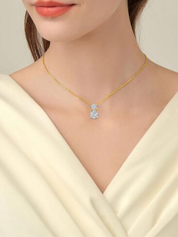 DPUY Real 14k Solid Gold Moissanite Choker Necklaces for Women Her Girls Jewelry Gifts,Pendant D Color VVSI Moissanite in Saudi Arabia