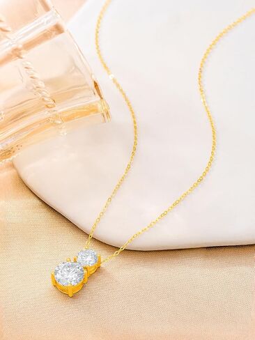 DPUY Real 14k Solid Gold Moissanite Choker Necklaces for Women Her Girls Jewelry Gifts,Pendant D Color VVSI Moissanite in Saudi Arabia