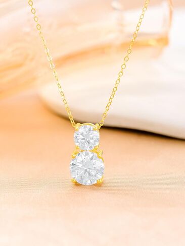 DPUY Real 14k Solid Gold Moissanite Choker Necklaces for Women Her Girls Jewelry Gifts,Pendant D Color VVSI Moissanite in Saudi Arabia