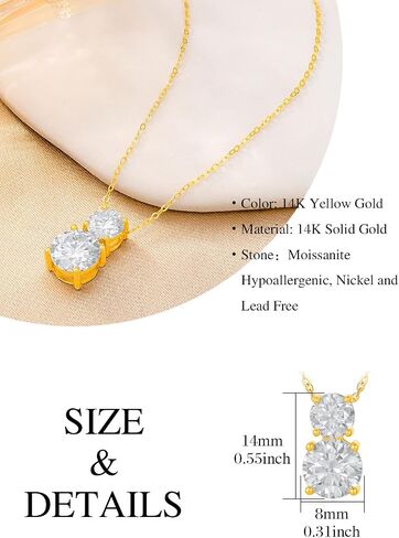 DPUY Real 14k Solid Gold Moissanite Choker Necklaces for Women Her Girls Jewelry Gifts,Pendant D Color VVSI Moissanite in Saudi Arabia