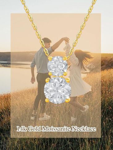 DPUY Real 14k Solid Gold Moissanite Choker Necklaces for Women Her Girls Jewelry Gifts,Pendant D Color VVSI Moissanite in Saudi Arabia