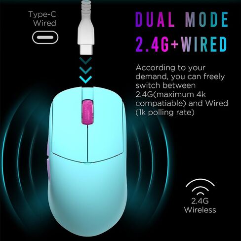 Lamzu Atlantis Mini Pro Wireless Gaming Mouse, Ultra Lightweight 51g, Mechanical Switch,Symmetrical,26000 DPI,MCU Nordic 52840,Silver TTC Encoder,PAW3395 Sensor, 4K Compatible-Polar Whtie in Saudi Arabia