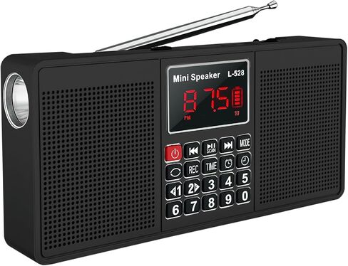 Radios Portable AM FM,Battery Powered Radio,Supports Micro SD Card/USB Flash Drive and Bluetooth MP3 Playback,Dual Speakers and Emergency Flashlight Suitable,for Home and Outdoors in Saudi Arabia