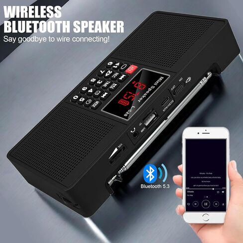 Radios Portable AM FM,Battery Powered Radio,Supports Micro SD Card/USB Flash Drive and Bluetooth MP3 Playback,Dual Speakers and Emergency Flashlight Suitable,for Home and Outdoors in Saudi Arabia