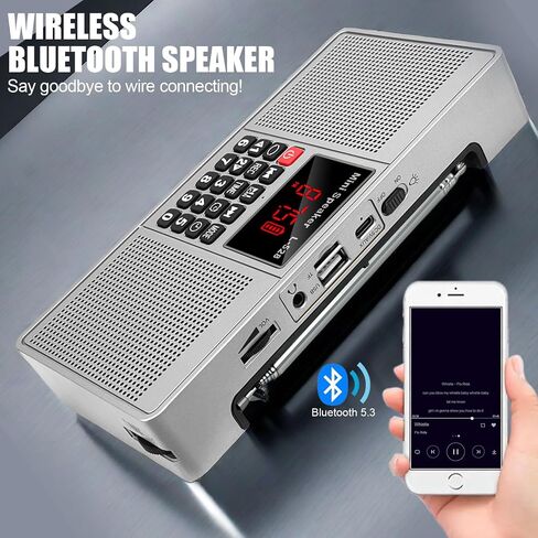 Radios Portable AM FM,Battery Powered Radio,Supports Micro SD Card/USB Flash Drive and Bluetooth MP3 Playback,Dual Speakers and Emergency Flashlight Suitable,for Home and Outdoors in Saudi Arabia
