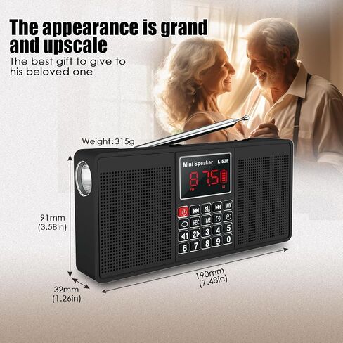 Radios Portable AM FM,Battery Powered Radio,Supports Micro SD Card/USB Flash Drive and Bluetooth MP3 Playback,Dual Speakers and Emergency Flashlight Suitable,for Home and Outdoors in Saudi Arabia