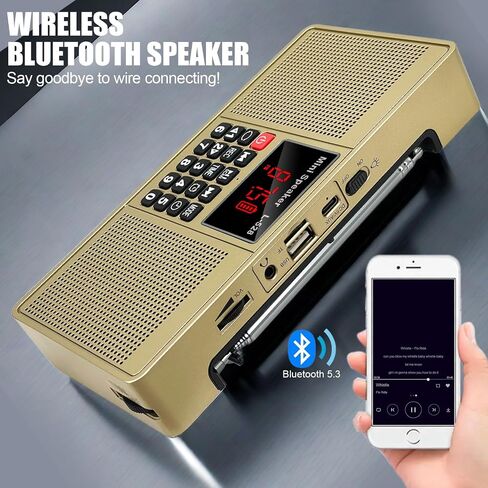 Radios Portable AM FM,Battery Powered Radio,Supports Micro SD Card/USB Flash Drive and Bluetooth MP3 Playback,Dual Speakers and Emergency Flashlight Suitable,for Home and Outdoors in Saudi Arabia