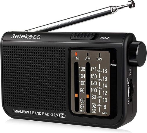 Retekess V117 Portable Radio AM FM, Shortwave Radio with Clear Dial, Transistor Radio with Best Reception for Seniors (Black) in Saudi Arabia