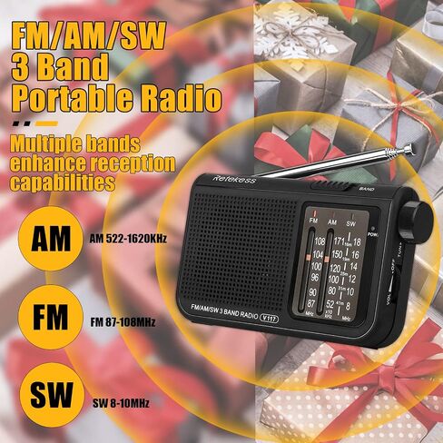 Retekess V117 Portable Radio AM FM, Shortwave Radio with Clear Dial, Transistor Radio with Best Reception for Seniors (Black) in Saudi Arabia