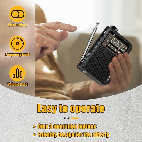 Retekess V117 Portable Radio AM FM, Shortwave Radio with Clear Dial, Transistor Radio with Best Reception for Seniors (Black) in Saudi Arabia