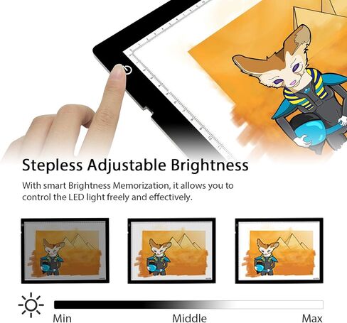 HUION A4 LED Light Pad Tracing Light Box سطوع قابل للتعديل يعمل بالتيار المتردد - 12.2 × 8.27 بوصة in Kuwait