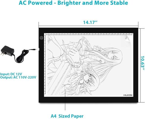 HUION A4 LED Light Pad Tracing Light Box سطوع قابل للتعديل يعمل بالتيار المتردد - 12.2 × 8.27 بوصة in Kuwait
