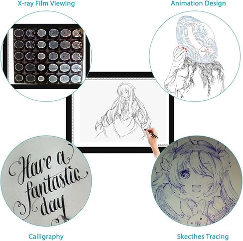 HUION A4 LED Light Pad Tracing Light Box سطوع قابل للتعديل يعمل بالتيار المتردد - 12.2 × 8.27 بوصة in Kuwait