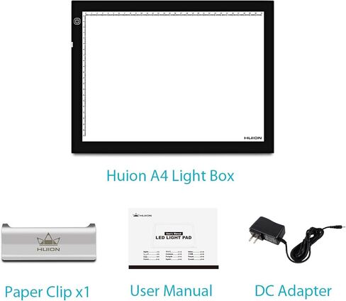 HUION A4 LED Light Pad Tracing Light Box سطوع قابل للتعديل يعمل بالتيار المتردد - 12.2 × 8.27 بوصة in Kuwait