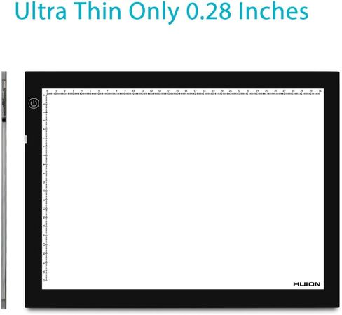 HUION A4 LED Light Pad Tracing Light Box سطوع قابل للتعديل يعمل بالتيار المتردد - 12.2 × 8.27 بوصة in Kuwait