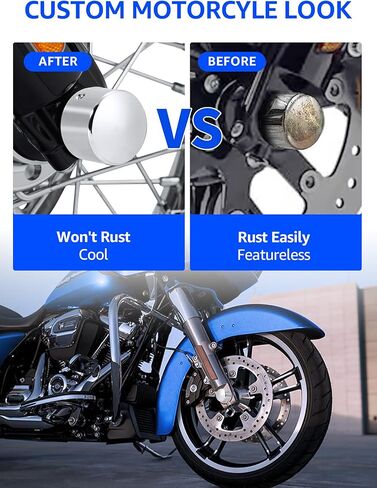 أغطية صواميل المحور من AILMOTO، أغطية المحور الأمامي من الكروم متوافقة مع Harley Davidson Dyna Sportster Softail Heritage Street Glide Road Glide Road King 2008-2024 in Kuwait