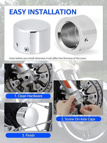 أغطية صواميل المحور من AILMOTO، أغطية المحور الأمامي من الكروم متوافقة مع Harley Davidson Dyna Sportster Softail Heritage Street Glide Road Glide Road King 2008-2024 in Kuwait