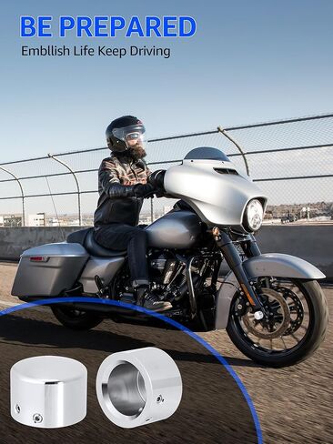 أغطية صواميل المحور من AILMOTO، أغطية المحور الأمامي من الكروم متوافقة مع Harley Davidson Dyna Sportster Softail Heritage Street Glide Road Glide Road King 2008-2024 in Kuwait