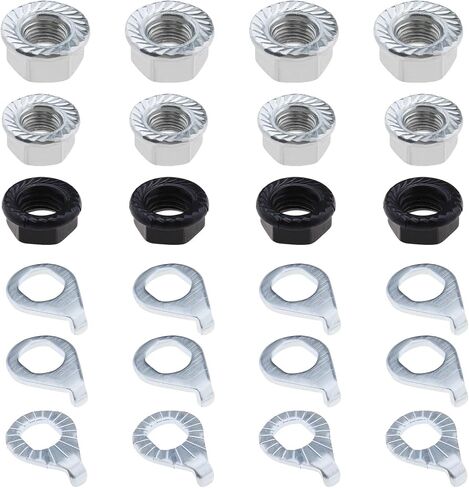 eMagTech 24PCS Bike Wheel Axle Nut & Safety Washer Kit M10 M9.5 M8 Bicycle Hub Flanged Axle Nut for Mountain Bike Road Bike Front and Rear Bike Wheel Axle in Saudi Arabia