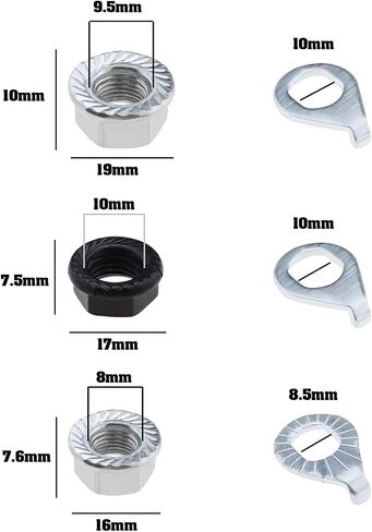 eMagTech 24PCS Bike Wheel Axle Nut & Safety Washer Kit M10 M9.5 M8 Bicycle Hub Flanged Axle Nut for Mountain Bike Road Bike Front and Rear Bike Wheel Axle in Saudi Arabia