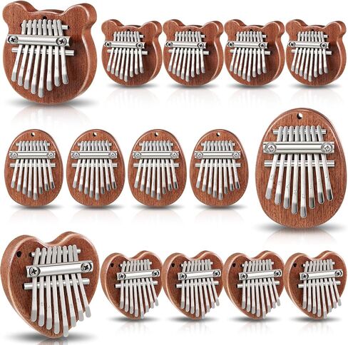 Kathfly 15 حزمة بيانو صغير بالإبهام مع 8 مفاتيح لطيف على شكل قلب بيضاوي الدب Kalimba Mini Hand Piano Finger Piano Pocket Kalimba للأطفال البالغين في عيد الحب والهدايا الموسيقية لعيد الميلاد in Saudi Arabia