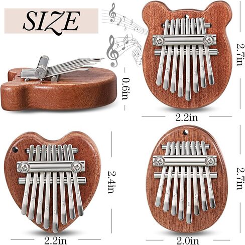 Kathfly 15 حزمة بيانو صغير بالإبهام مع 8 مفاتيح لطيف على شكل قلب بيضاوي الدب Kalimba Mini Hand Piano Finger Piano Pocket Kalimba للأطفال البالغين في عيد الحب والهدايا الموسيقية لعيد الميلاد in Saudi Arabia